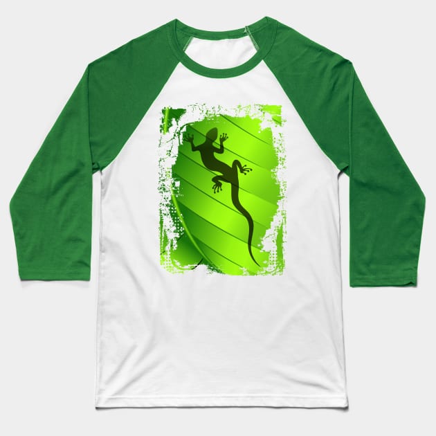 Gecko Lizard Baseball T-Shirt by BluedarkArt